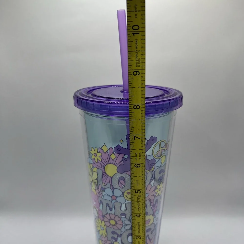 Care‎ Bears 24oz Cup Peace Love Groovy Vibes Retro Tumbler "Love That For You" - Picture 9 of 9